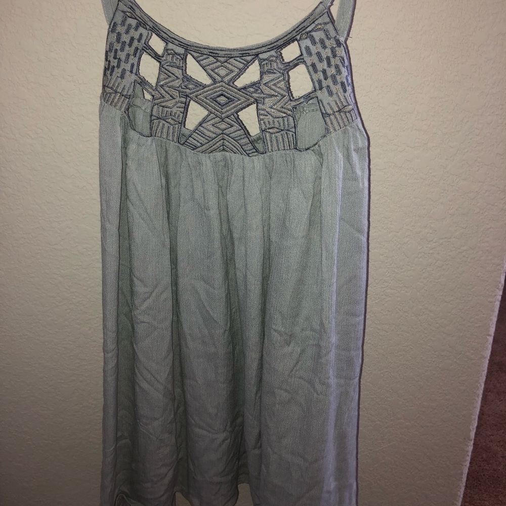 Grey/sage top with cut out front